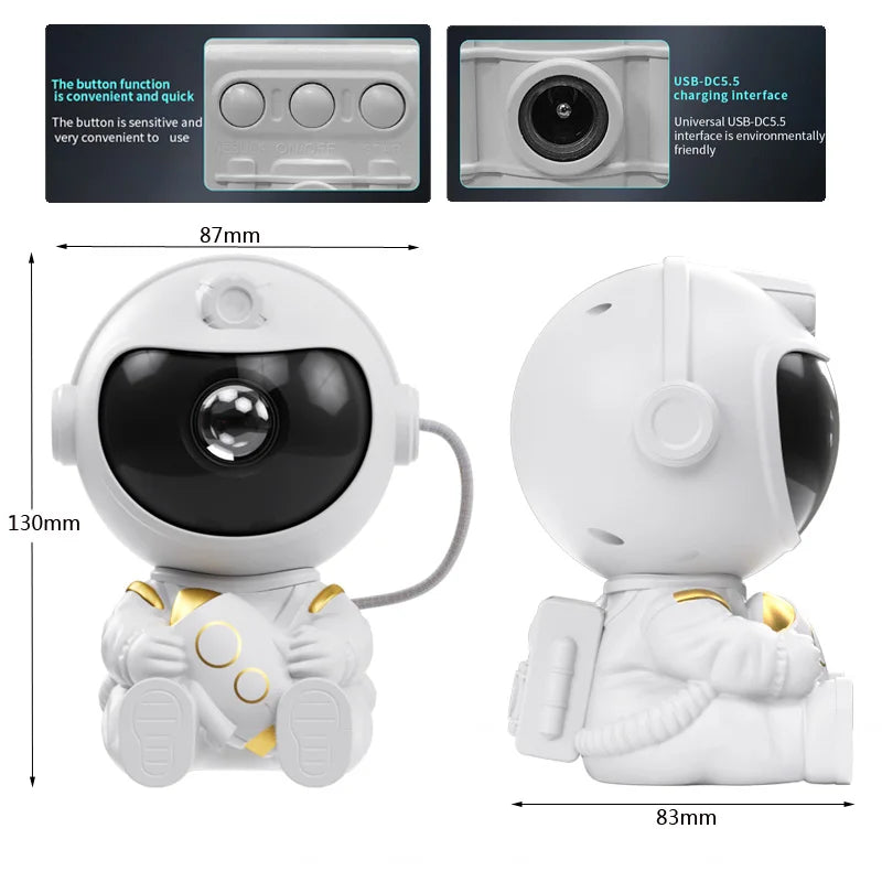 LED Star Galaxies Projector Night Light Astronaut Starry Sky Bedroom Room Decor Children&
