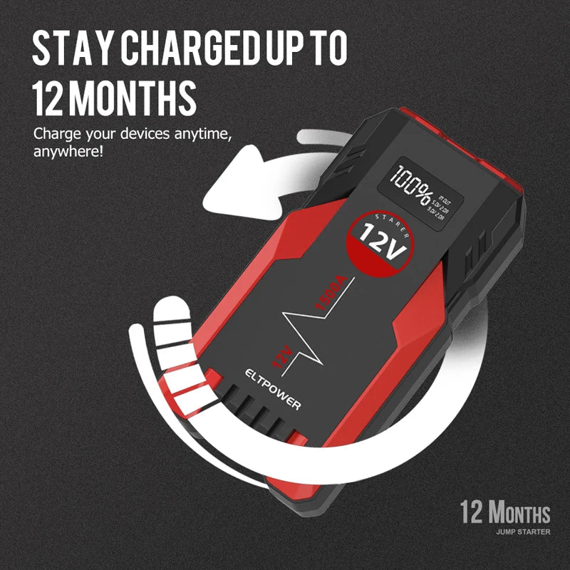 12V  Portable Jump Start Multifunction Jump Boost Power Bank with Flashlight Jump Starter