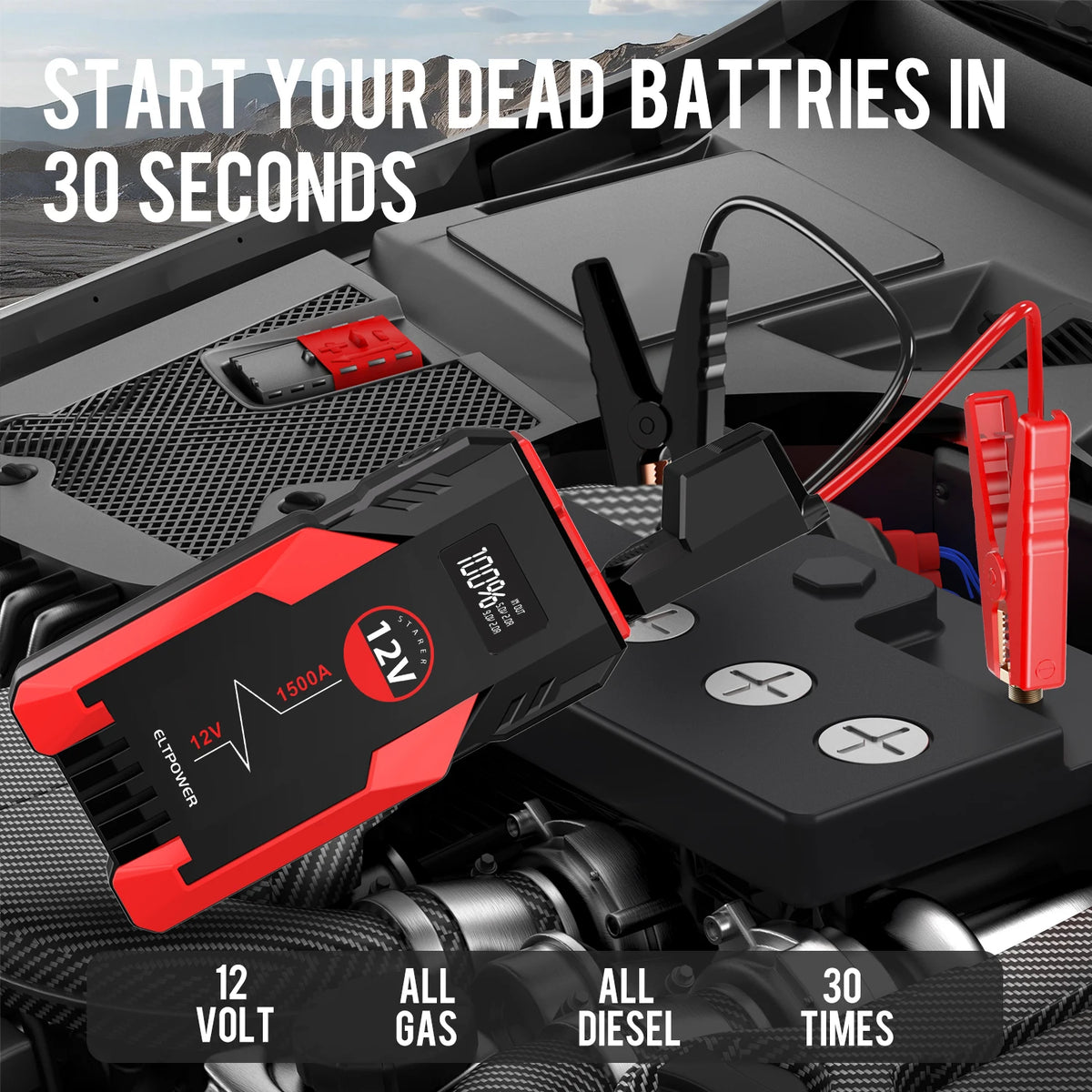 12V Portable Jump Start Multifunction Jump Boost Power Bank with Flash ...