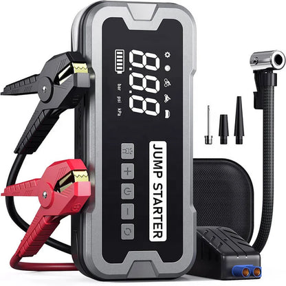 6-in-1 Portable Car Jump Starter Battery Booster Power Bank 12V 24000mAh Emergency Battery Pack Air Compressor Car Accessories