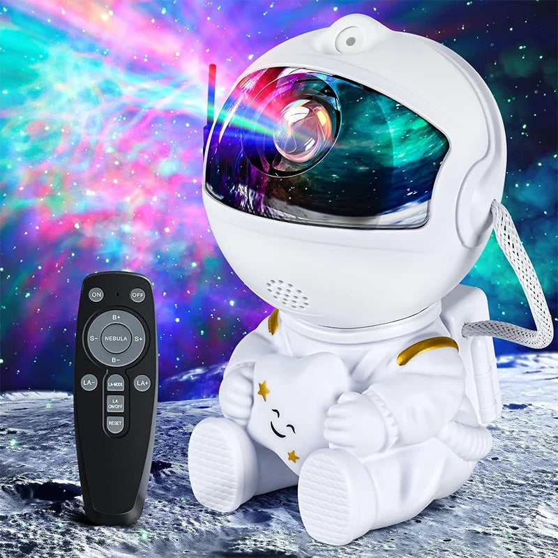 Astronaut Galaxy Projector Night Light White Holding Star, Stars Proje ...