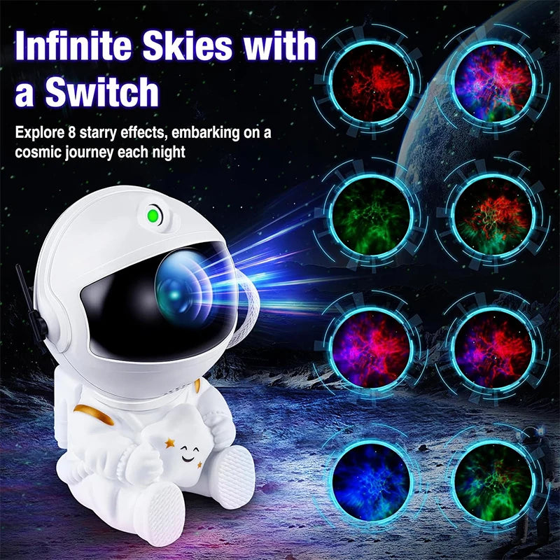 Astronaut Galaxy Projector Night Light White Holding Star, Stars Proje ...